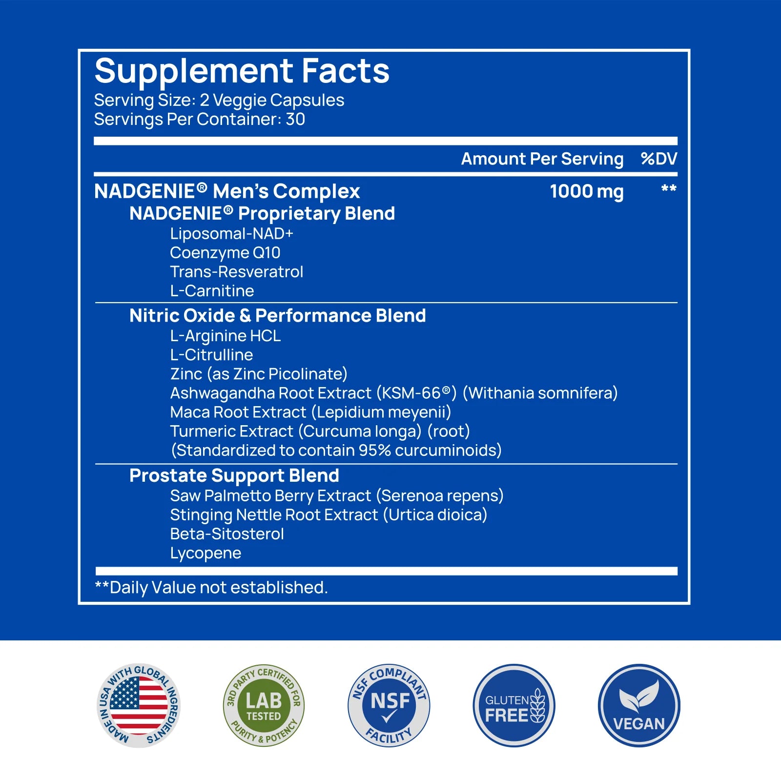 Selerb NAD+ Supplement for Men - 60 Capsules