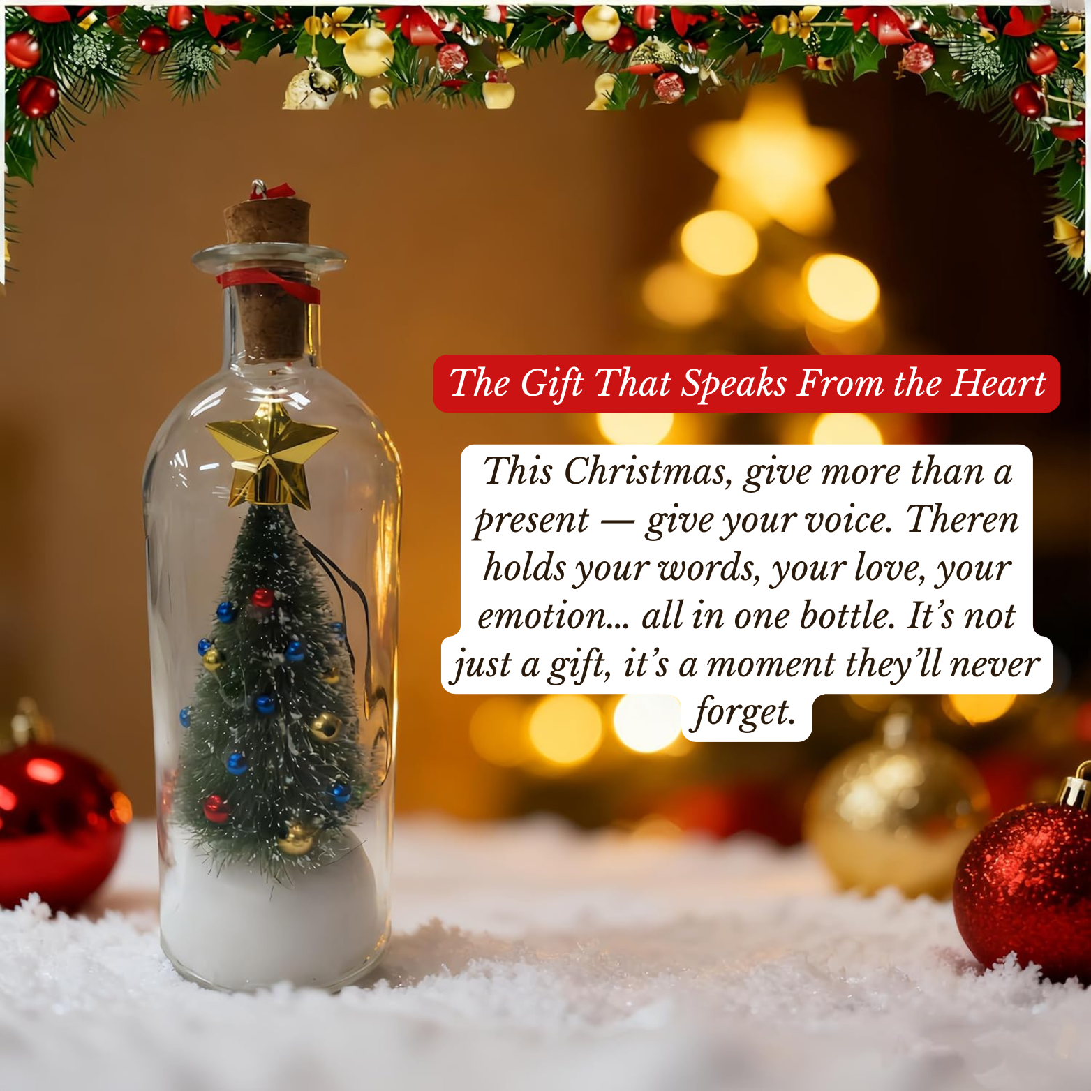 Recordable 8 Christmas Tree Bottle - Making Christmas Personal Again
